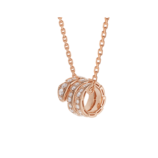 [：Polaidi]SERPENTI PINK GOLD NECKLACE DOUBLE RING DIAMOND
