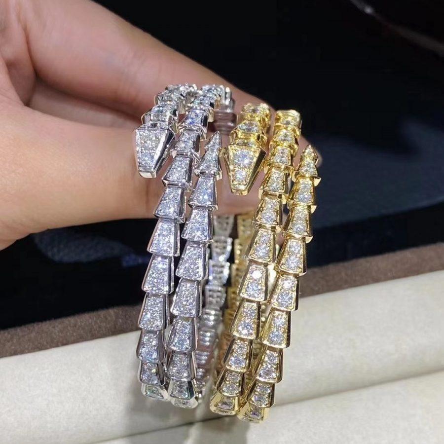 [：Polaidi]SERPENTI BRACELET GOLD DIAMOND DOUBLE ROW