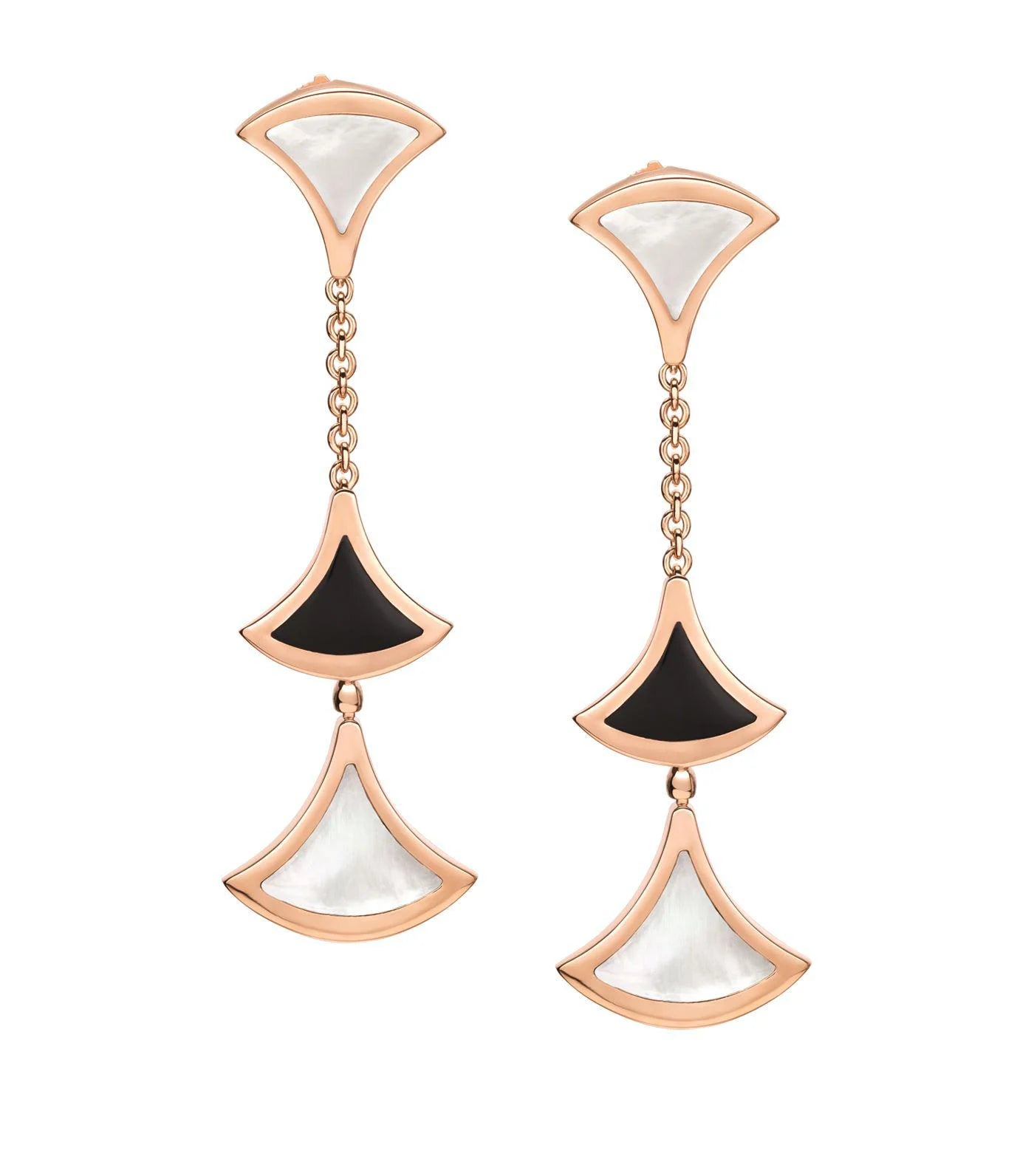 [：Polaidi]DREAM EARRINGS 3 MOTIFS ONYX MOP PINK GOLD