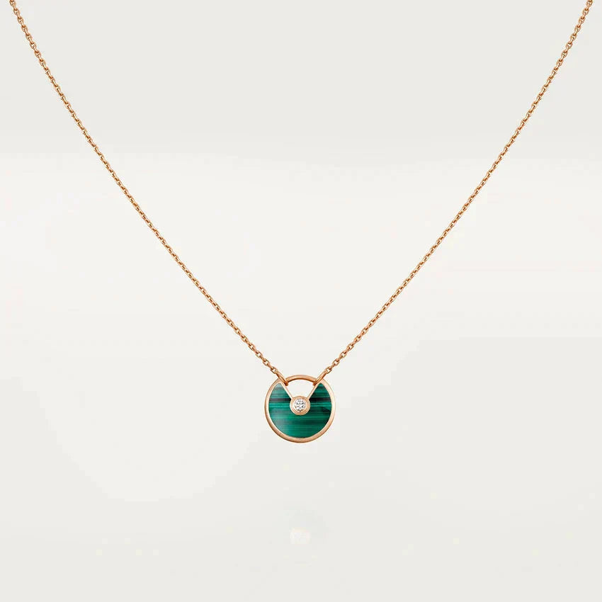 [：Polaidi Jewelry]アミュレットローズゴールドマラカイトネックレス