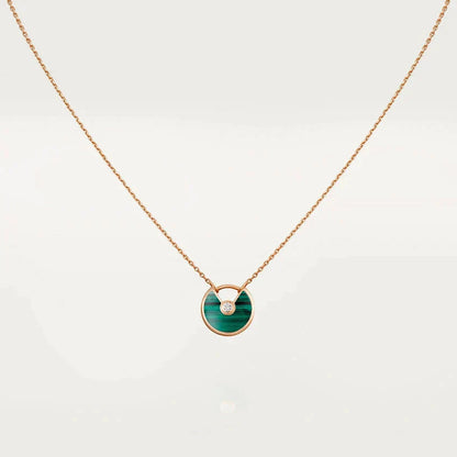 [：Polaidi Jewelry]アミュレットローズゴールドマラカイトネックレス