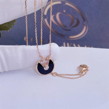 [Polaidi Jewelry]AMULETTE ROSE GOLD ONYX NECKLACE