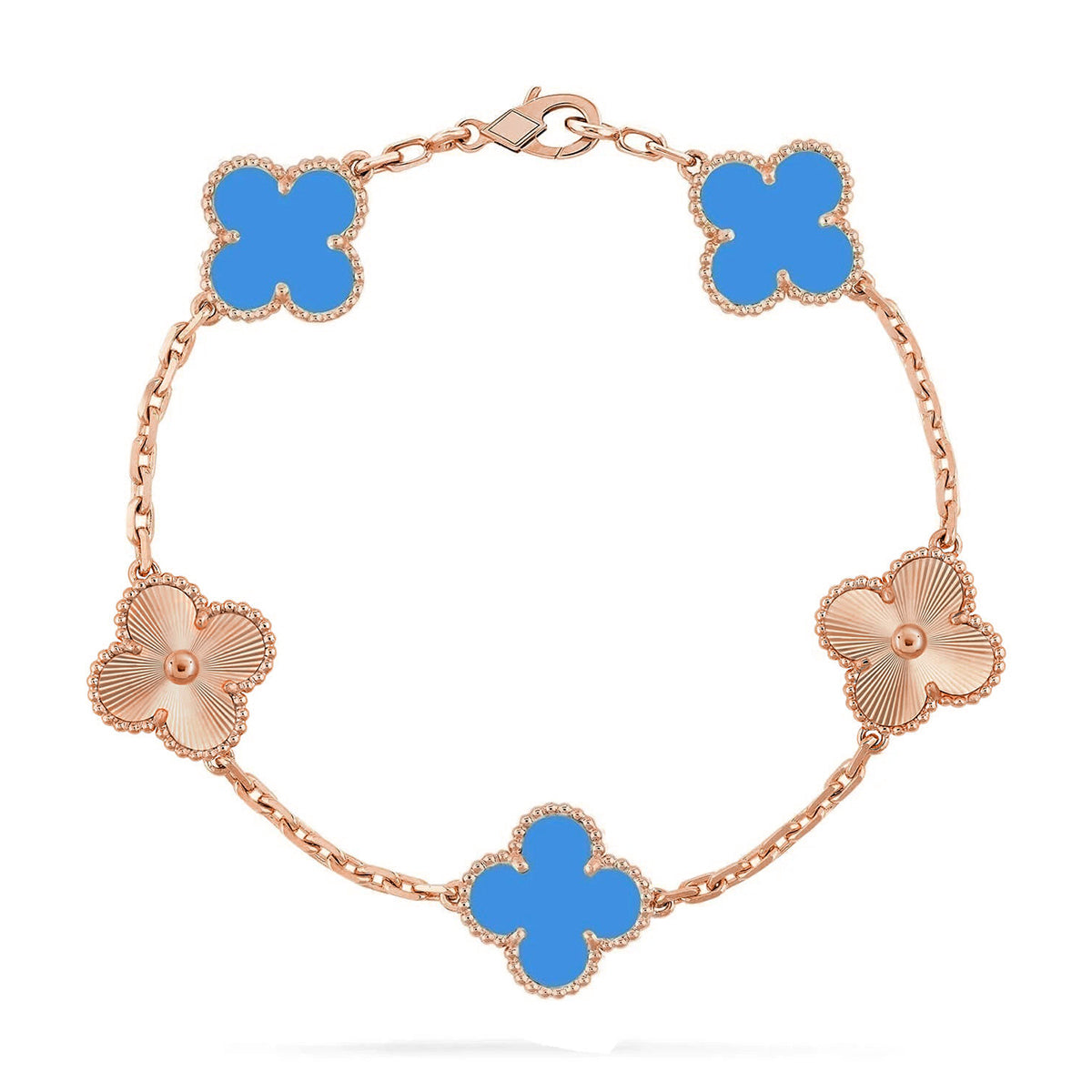 [Polaidi Jewelry] クローバー5モチーフ ブルーアゲート ブレスレット コレクション