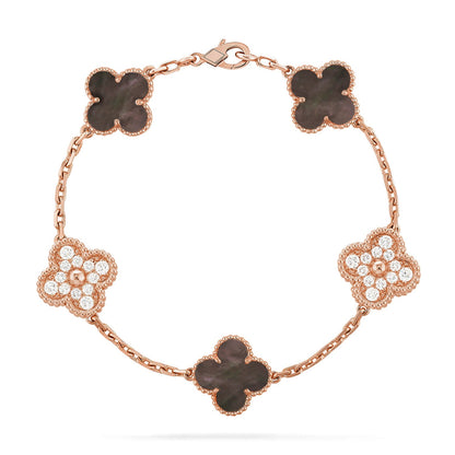 [Polaidi Jewelry] クローバー 5モチーフ グレーマザーオブパール ブレスレットコレクション