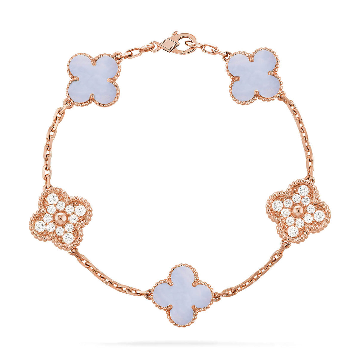 [Polaidi Jewelry] CLOVER 5 MOTIF PURPLE CHALCEDONY BRACELET COLLECTION