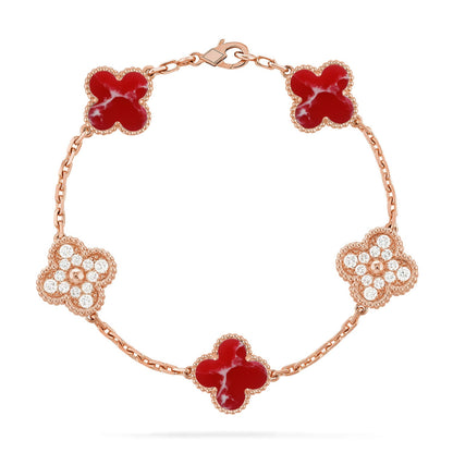 [Polaidi Jewelry]CLOVER 5 MOTIF RED PATTERN BRACELET COLLECTION