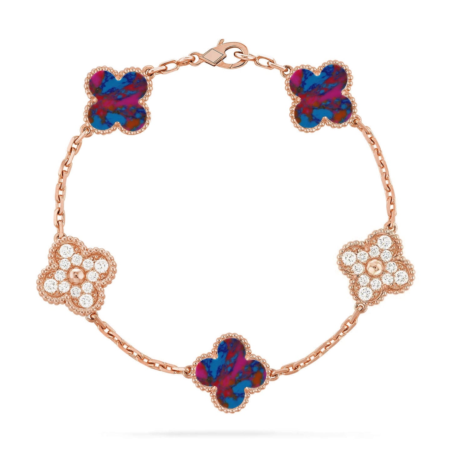 [Polaidi Jewelry]CLOVER 5 MOTIF COLOR GEMSTONES BRACELET COLLECTION