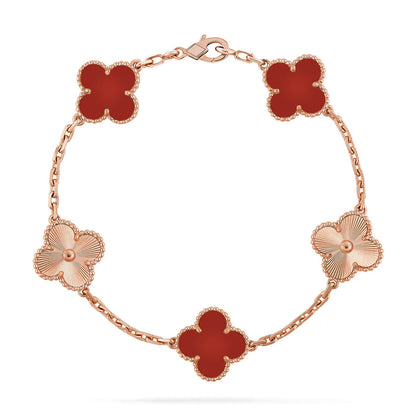 [Polaidi Jewelry] CLOVER 5 MOTIF RED CORNELIAN BRACELET COLLECTION