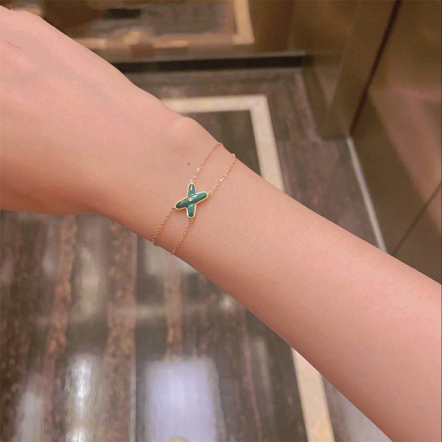 [Polaidi Jewelry]JEUX BRACELET MALACHITE PINK GOLD 1 DIAMOND