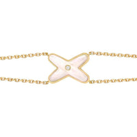 [Perlaura Jewelry ]JEUX BRACELET WHITE MOP GOLD 1 DIAMOND