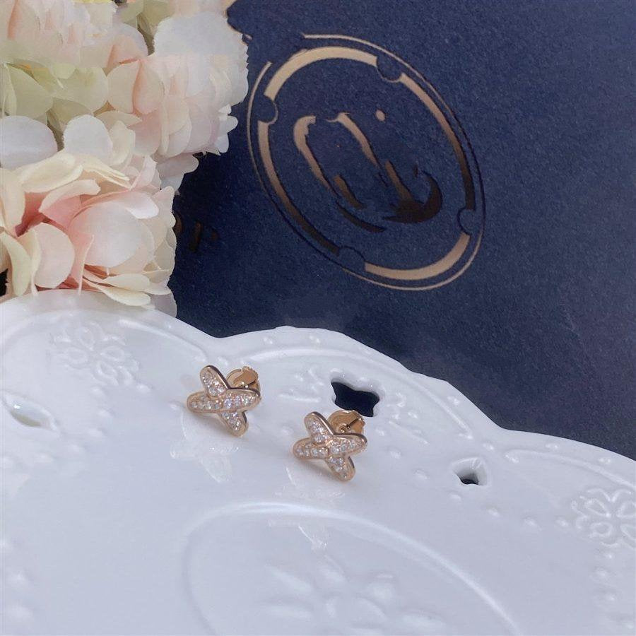 [：Polaidi Jewelry]ピンクゴールドダイヤモンドイヤリング
