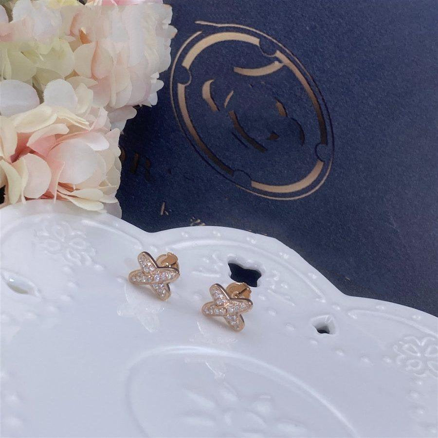 [：Polaidi Jewelry]ピンクゴールドダイヤモンドイヤリング