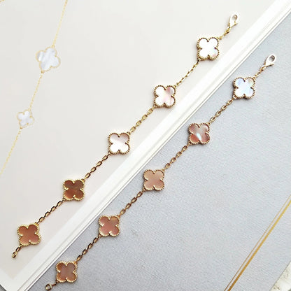 [：Polaidi Jewelry]クローバー 5 ピンクMOP ブレスレット