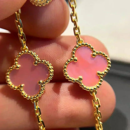 [：Polaidi Jewelry]クローバー 5 ピンクMOP ブレスレット