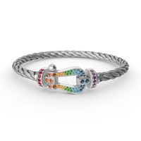 [Perlaura Jewelry ]FORC LARGE HORSESHOE  COLORED DIAMOND BRACELET SILVER