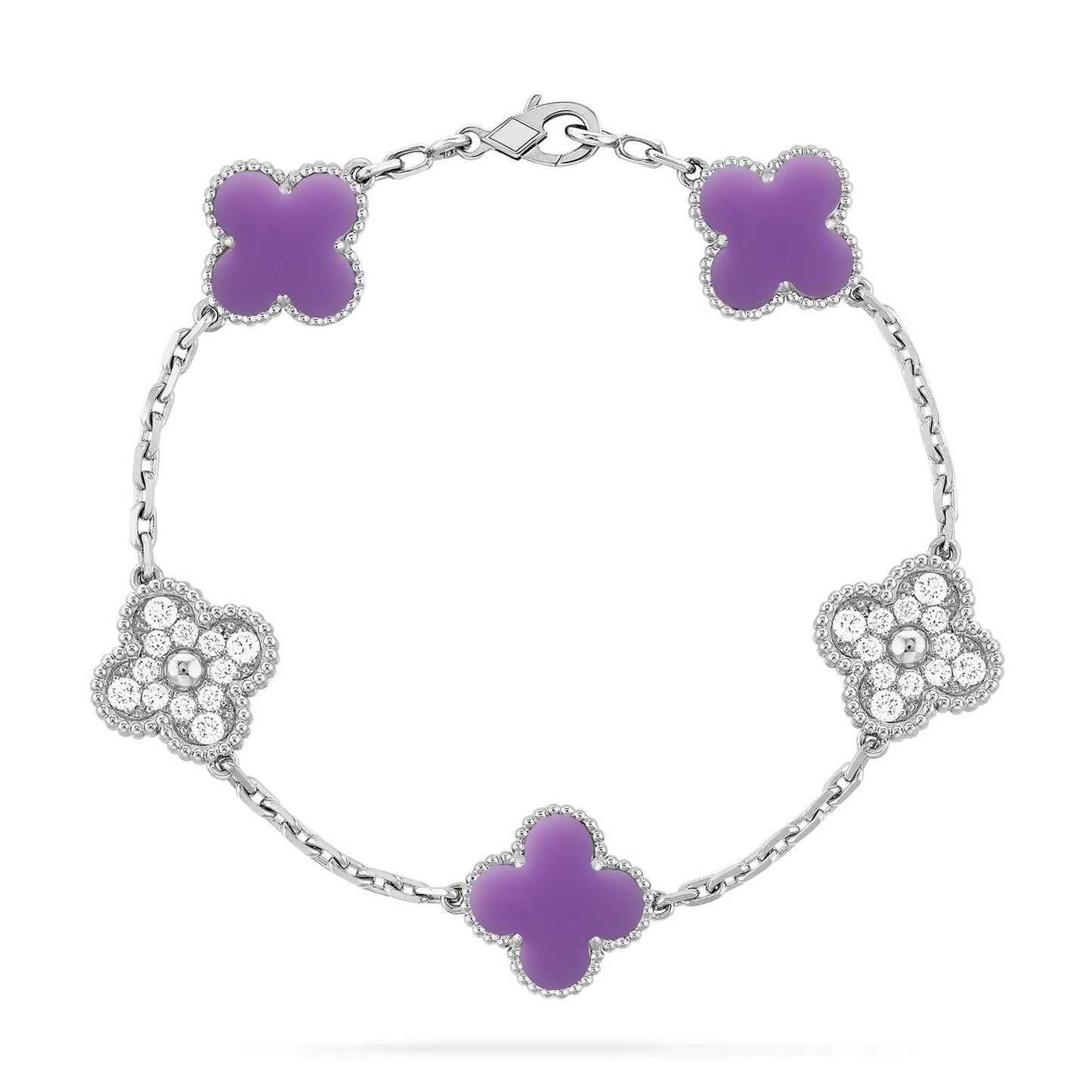 [Polaidi Jewelry]CLOVER 5 MOTIF LIGHT PURPLE BRACELET COLLECTION