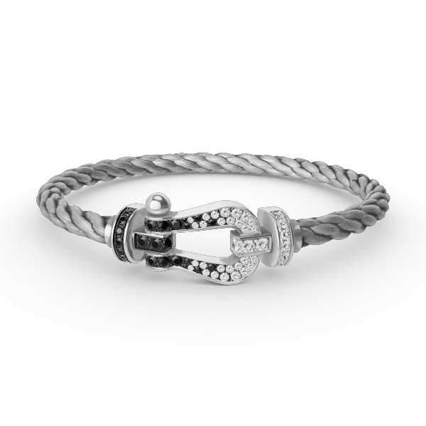 [Polaidi Jewelry]FORCE LARGE HORSESHOE BLACK WHITE DIAMOND BRACELET SILVER
