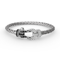 [Perlaura Jewelry ]FORCE LARGE HORSESHOE BLACK WHITE DIAMOND BRACELET SILVER