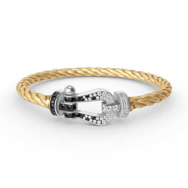 [Polaidi Jewelry]FORCE LARGE HORSESHOE BLACK WHITE DIAMOND BRACELET SILVER