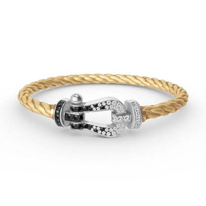 [Polaidi Jewelry]FORCE LARGE HORSESHOE BLACK WHITE DIAMOND BRACELET SILVER