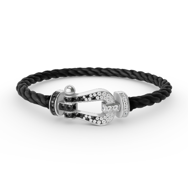[：Polaidi Jewelry]FORCE LARGE HORSESHOE BLACK WHITE DIAMOND BRACELET SILVER