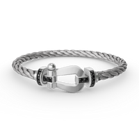 [Perlaura Jewelry ]FORCE LARGE HORSESHOE BLACK DIAMOND BRACELET SILVER