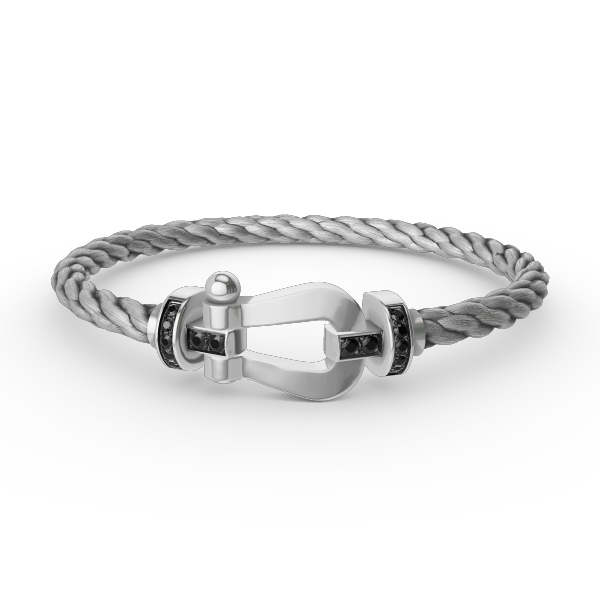 [Polaidi Jewelry]FORCE LARGE HORSESHOE BLACK DIAMOND BRACELET SILVER