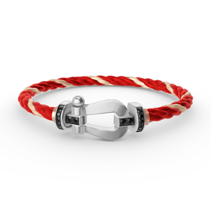 [Polaidi Jewelry]FORCE LARGE HORSESHOE BLACK DIAMOND BRACELET SILVER