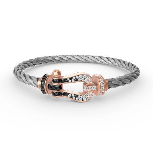 [Polaidi Jewelry]FORCE LARGE HORSESHOE BLACK WHITE DIAMOND BRACELET ROSE GOLD