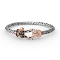 [Perlaura Jewelry ]FORCE LARGE HORSESHOE BLACK WHITE DIAMOND BRACELET ROSE GOLD