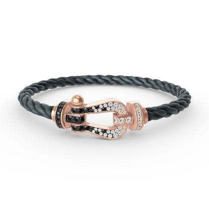 [Polaidi Jewelry]FORCE LARGE HORSESHOE BLACK WHITE DIAMOND BRACELET ROSE GOLD