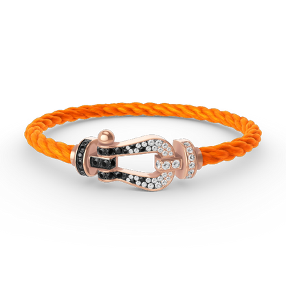 [Polaidi Jewelry]FORCE LARGE HORSESHOE BLACK WHITE DIAMOND BRACELET ROSE GOLD