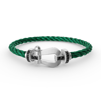 [Polaidi Jewelry]FORCE LARGE HORSESHOE BLACK DIAMOND BRACELET SILVER