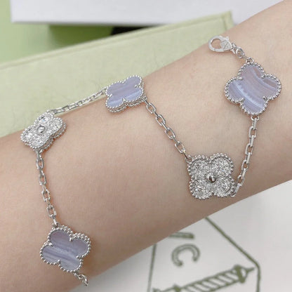 [Polaidi Jewelry] CLOVER 5 MOTIF PURPLE CHALCEDONY BRACELET COLLECTION