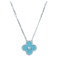 [Perlaura Jewelry ]CLOVER 15MM DIAMOND SVRES PORCELAIN  NECKLACE SILVER