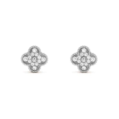 [：Polaidi Jewelry]クローバー 1モチーフ ダイヤモンド スタッドピアス シルバー