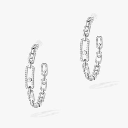[Polaidi Jewelry]Move Link Diamond Hoop Earrings