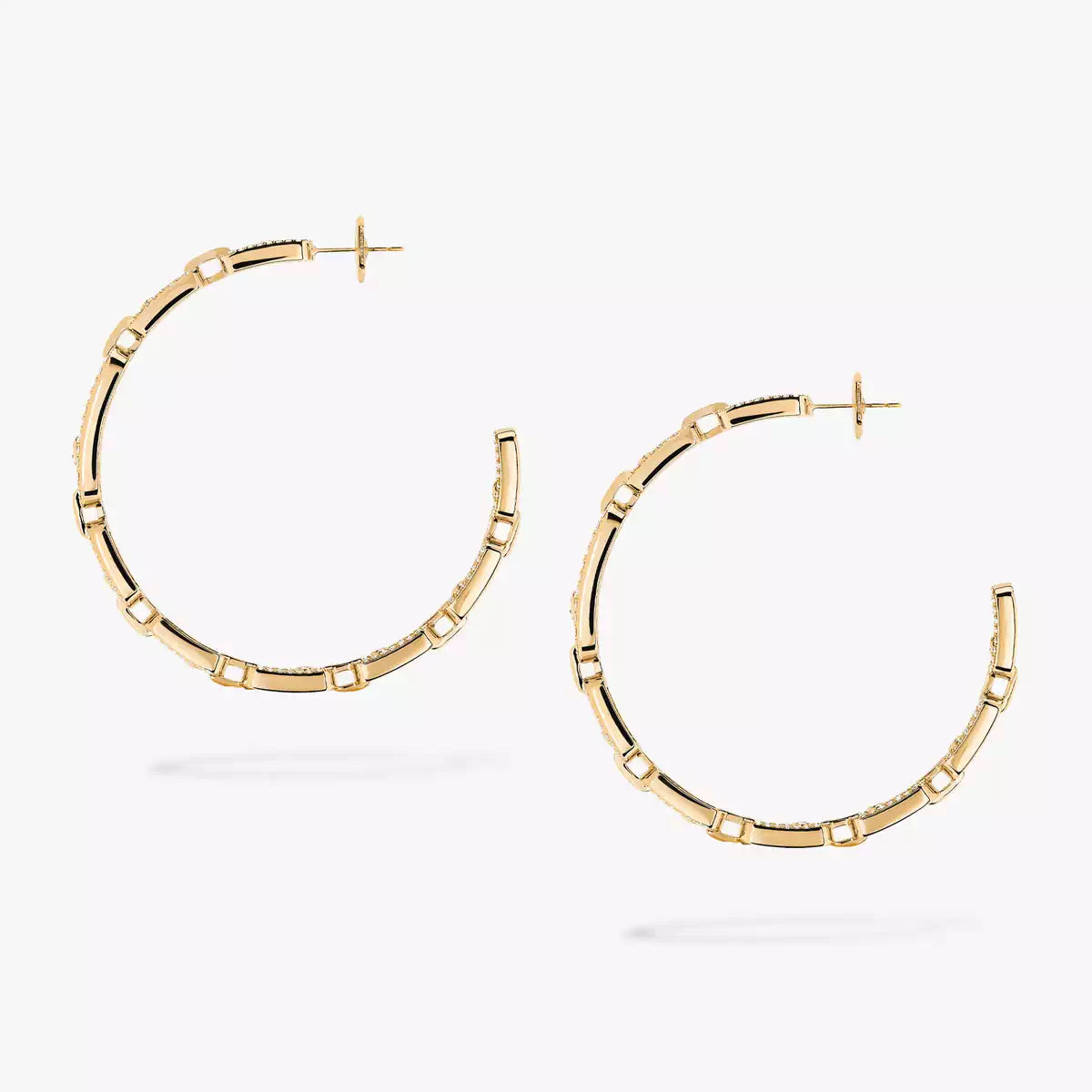[Polaidi Jewelry]Move Link Diamond Hoop Earrings