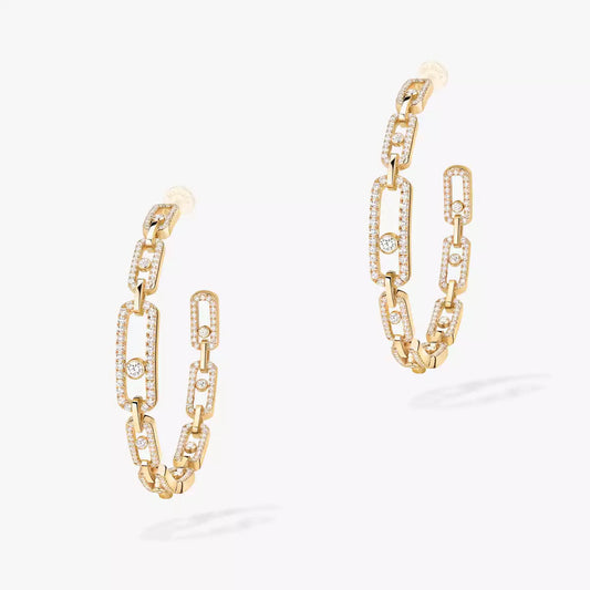 [Polaidi Jewelry]Move Link Diamond Hoop Earrings