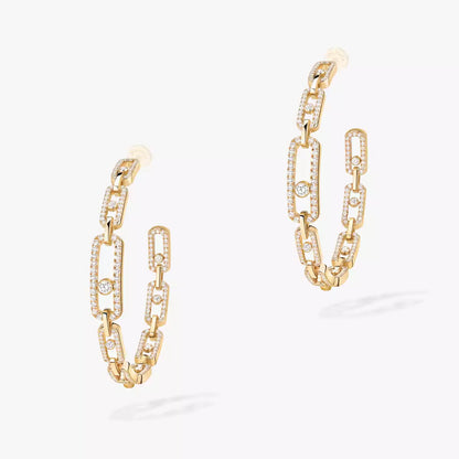 [[Polaidi Jewelry]Move Link Diamond Hoop Earrings