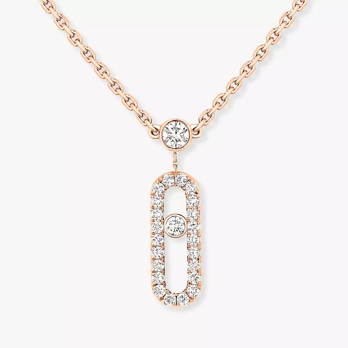 [Polaidi Jewelry]2 Rows Rose Gold Diamond Pave_ Necklace Move Uno