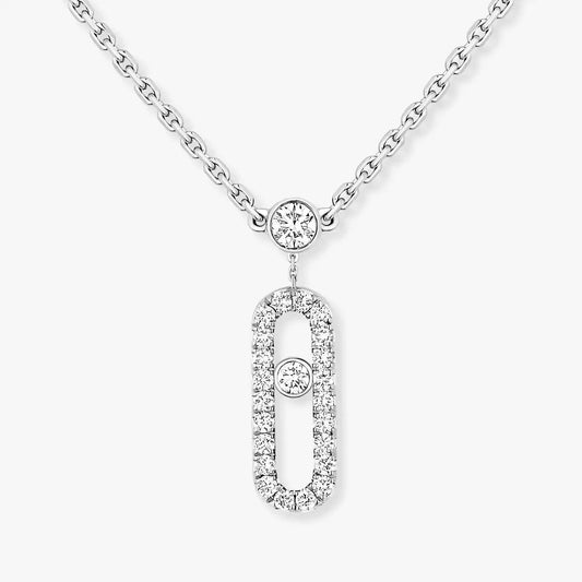 [Polaidi Jewelry]2 Rows Rose Gold Diamond Pave_ Necklace Move Uno