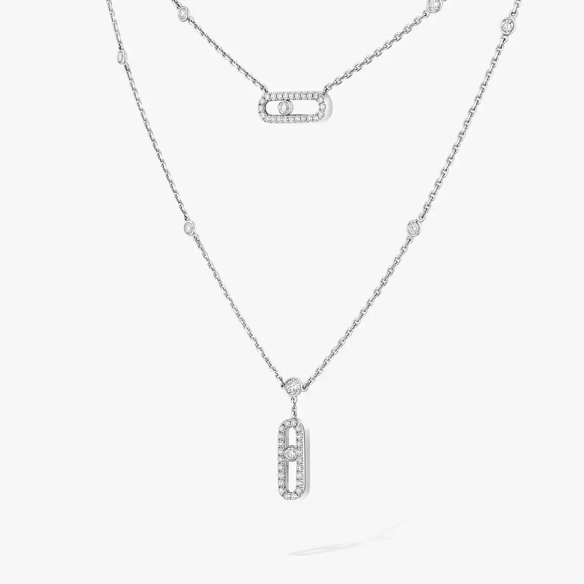 [Polaidi Jewelry]2 Rows Rose Gold Diamond Pave_ Necklace Move Uno