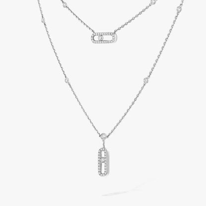 [Polaidi Jewelry]2 Rows Rose Gold Diamond Pave_ Necklace Move Uno