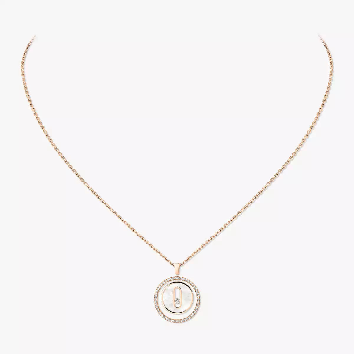 [Polaidi Jewelry]Lucky Move Diamond Necklace in Rose Gold and White Mother-of-Pearl