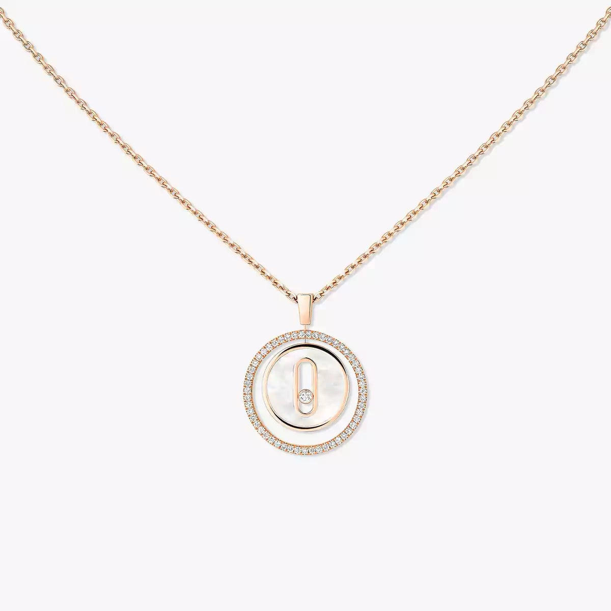 [Polaidi Jewelry]Lucky Move Diamond Necklace in Rose Gold and White Mother-of-Pearl