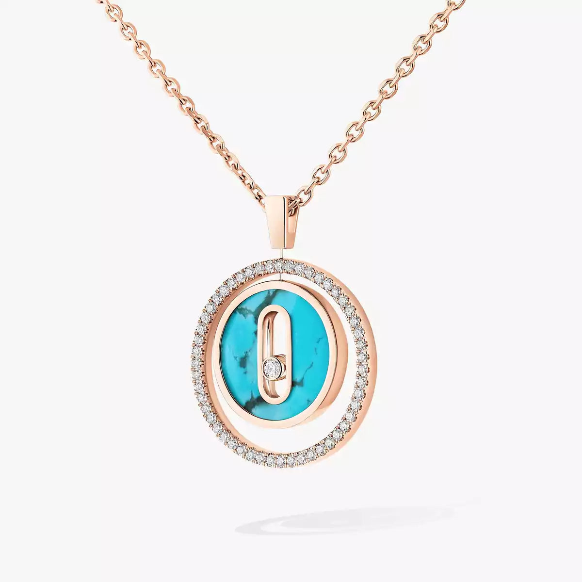 [Polaidi Jewelry]Lucky Move Diamond Necklace in Rose Gold and White Mother-of-Pearl