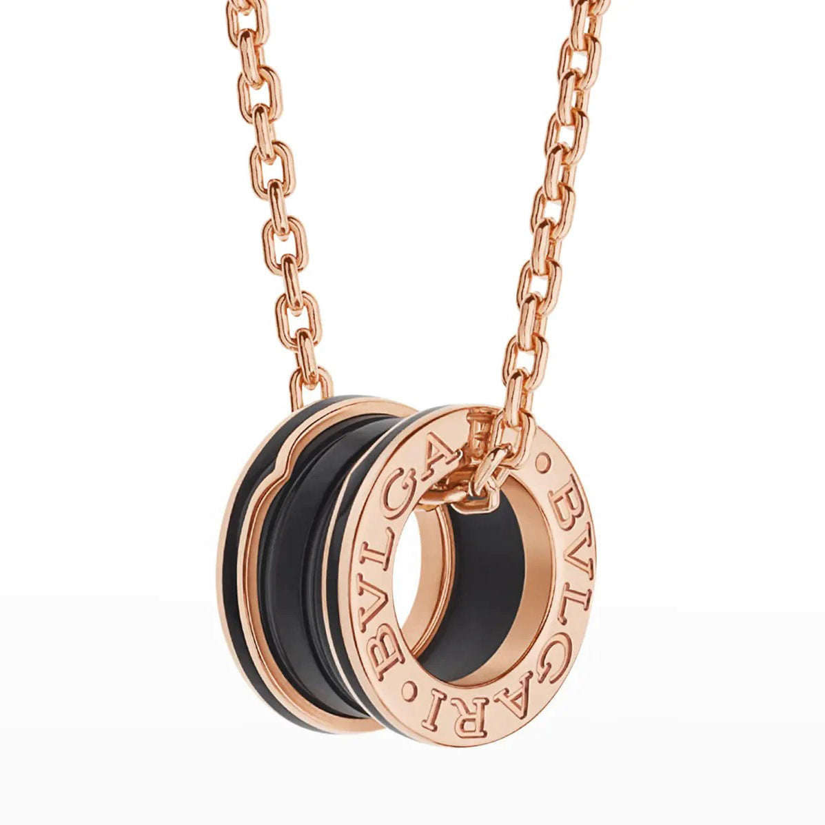 [：Polaidi]ZERO 1 BLACK CERAMIC PINK GOLD NECKLACE