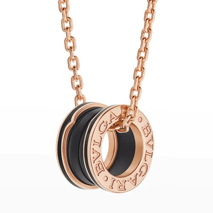 [：Polaidi]ZERO 1 BLACK CERAMIC PINK GOLD NECKLACE