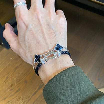 [：Polaidi Jewelry]クローバー 5モチーフ ピーターサイト シルバー ブレスレット